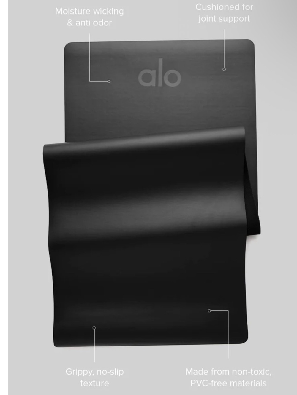 ALO Yoga Black Non-Slip Exercise Mat - Picture 2 of 9